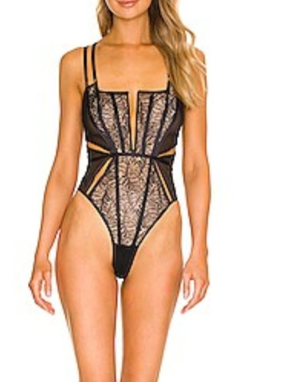 Bluebella Black Lace Bodysuit with Strappy Double Shoulders **Never Worn**